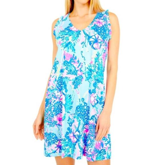 Lilly Pulitzer Aron Blue Floral Swing Mini Dress Size XL - Picture 1 of 8